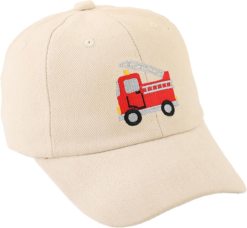 ACTLATI Embroidered Fire Truck Baseball Caps for Toddler Boys Girls Funny Cotton Hat Adjustable Dad Summer Sun Hat 3-8 Years - Image 1